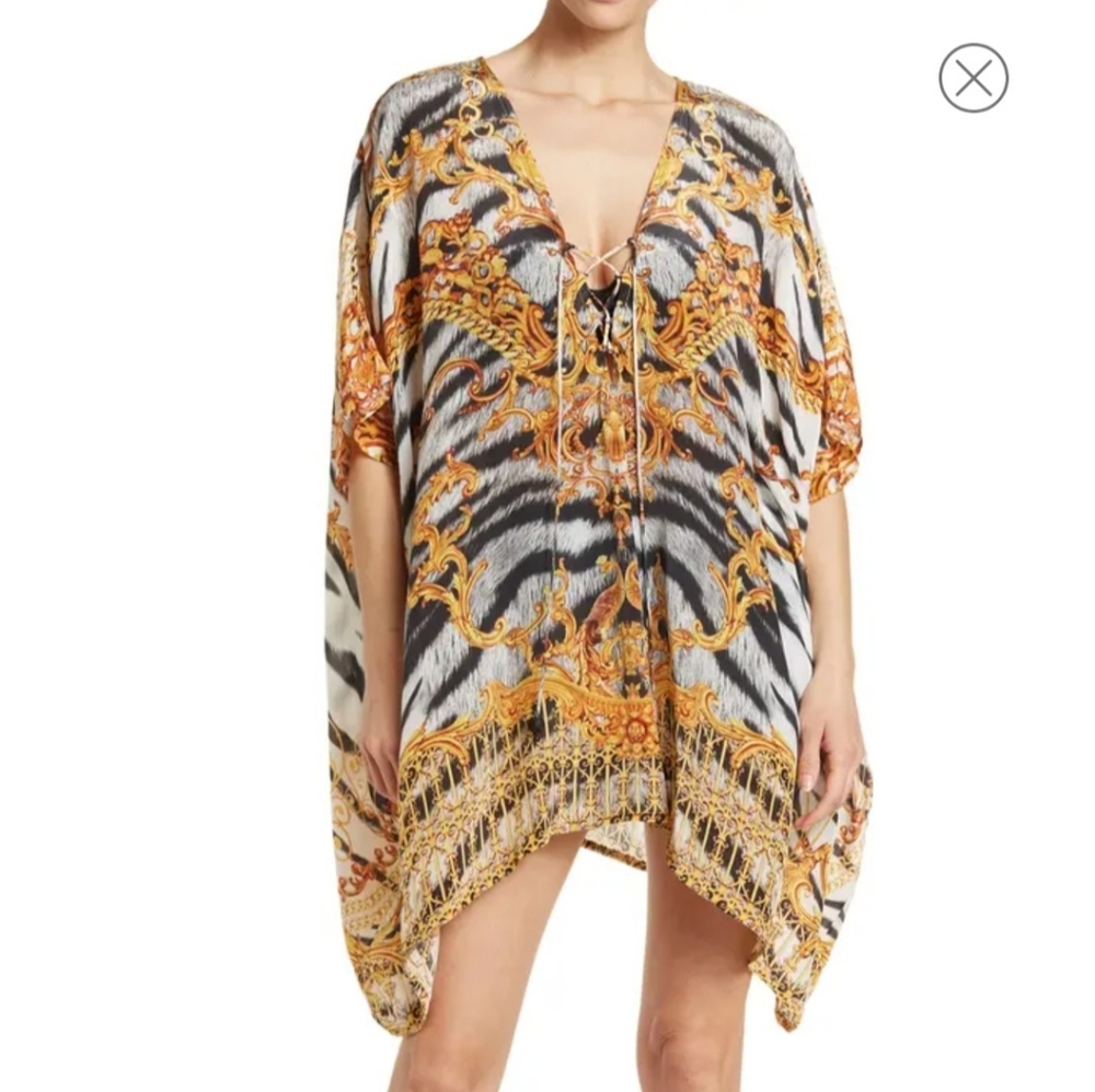 Shahida parides zebra barocco short kaftan